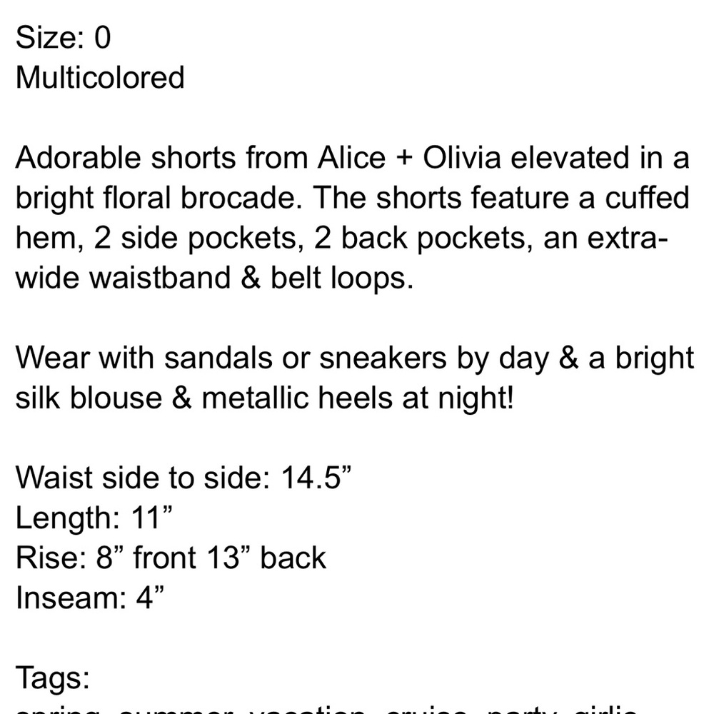 Alice & Olivia beautiful brocade embroidered floral short shorts - Picture 11 of 11